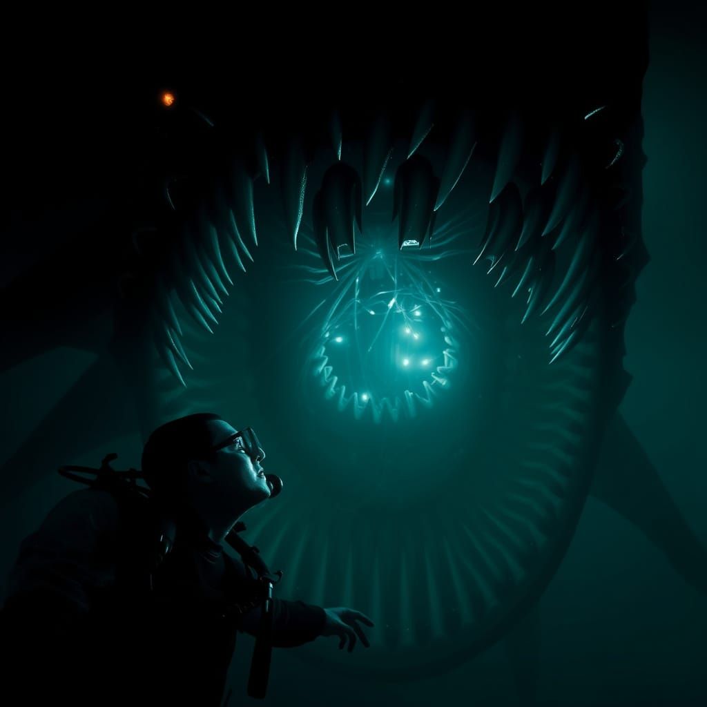 Eldritch Horror Creature in Dark Ocean Depths