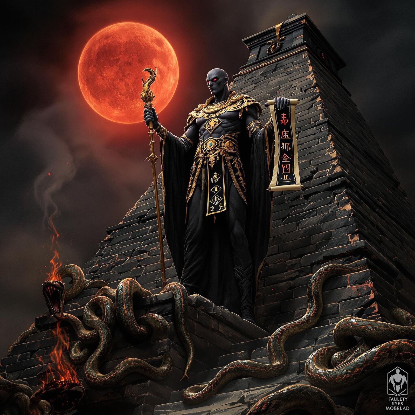 Stygian Sorcerer Under a Blood Moon