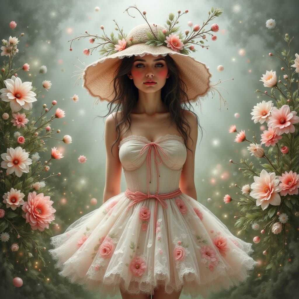 Sultry Pinup Girl in Vibrant Easter Attire