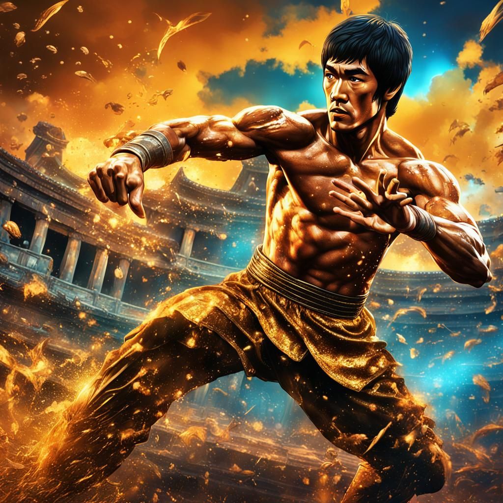 Bruce Lee as Gladiator in Comic Book Style