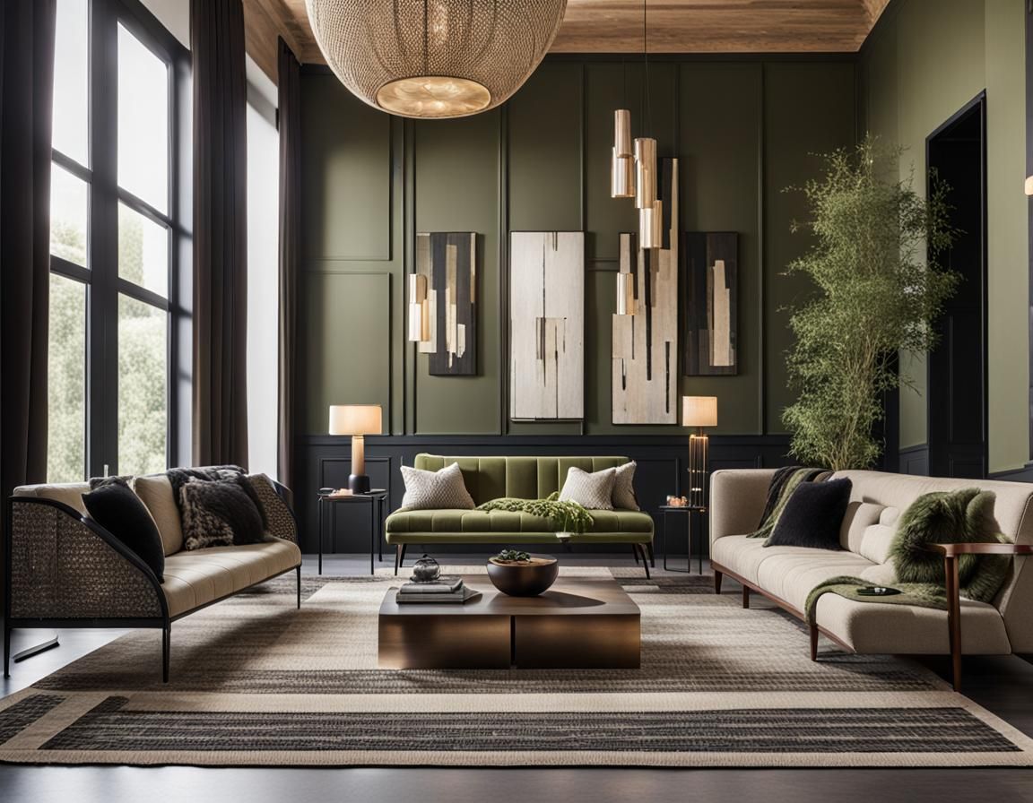 Olive Furniture in Beige Room: Professional Photography