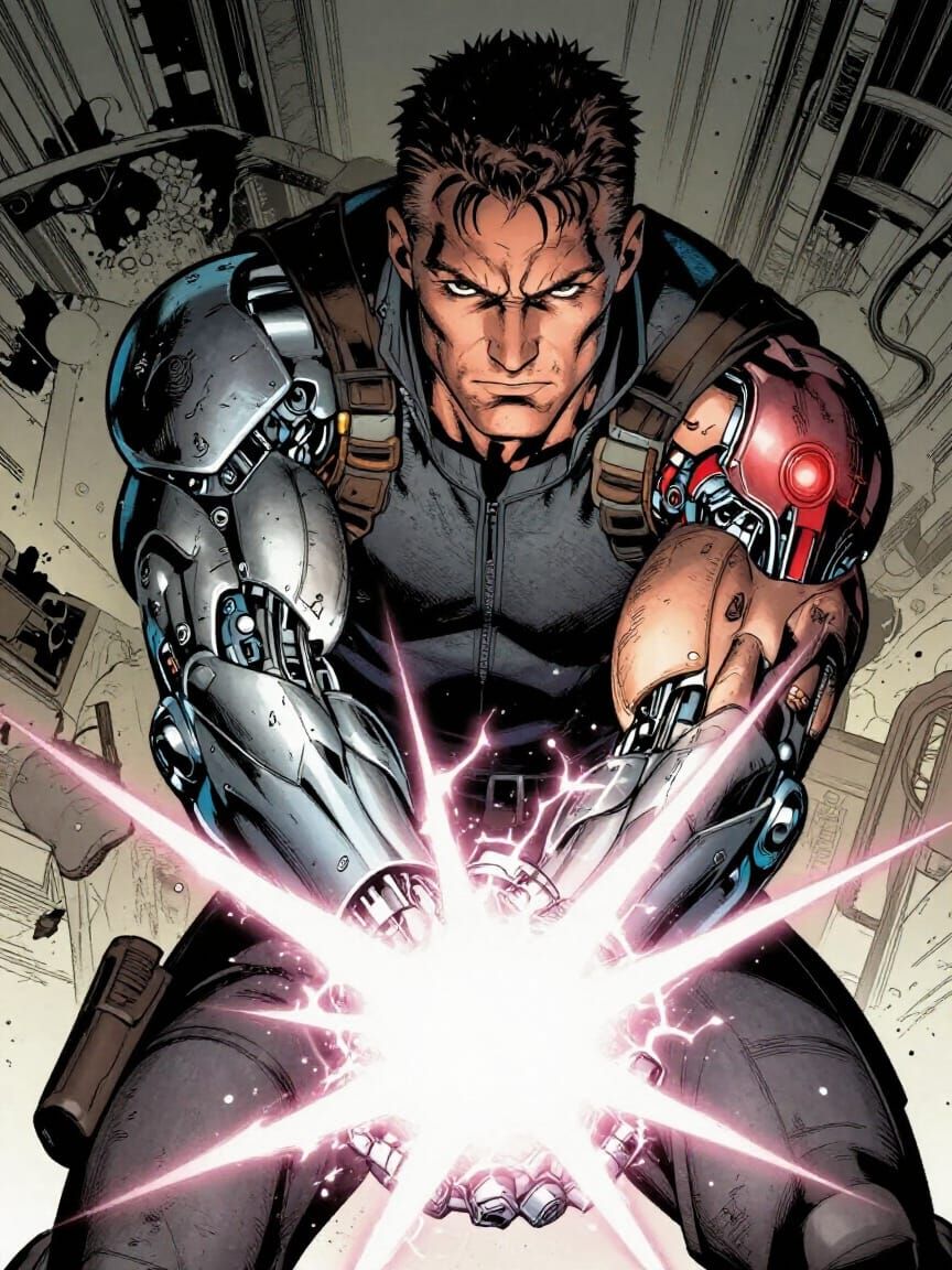 Reaper Voss Blocks Bio-Weapon Blast in Comic Art Style