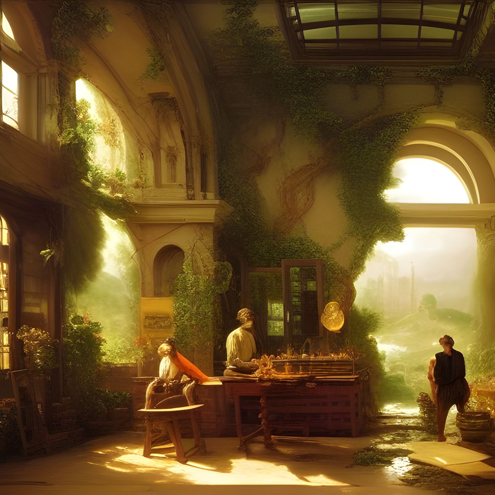 Horticulturist's Workshop: Detailed Oil Painting