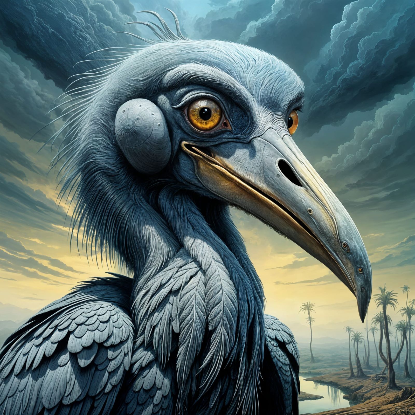 Surreal Shoebill Stork in Dreamlike Setting