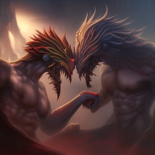 Anime-Style Monster Love: Epic Digital Painting