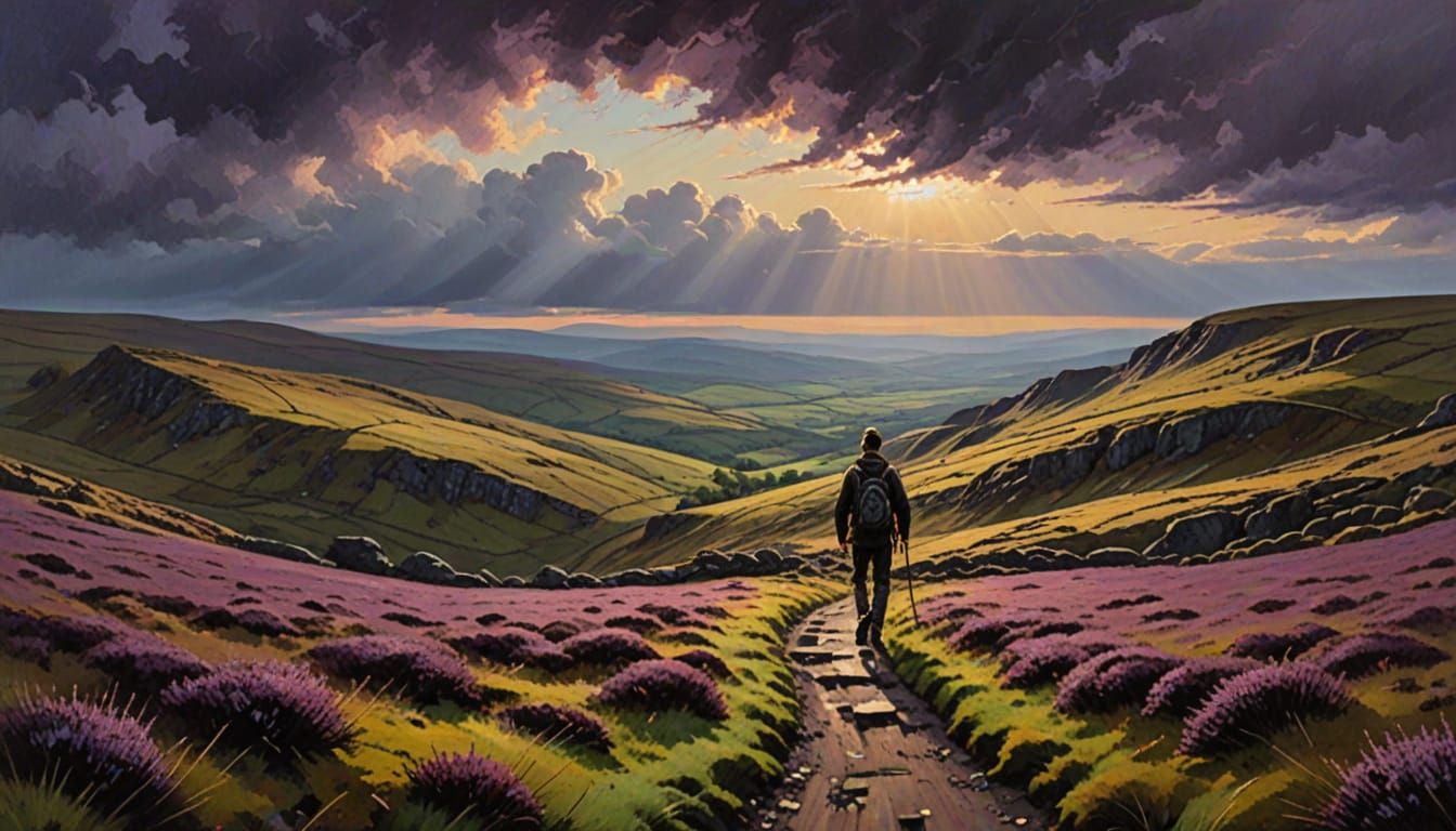 Impasto Painting of Yorkshire Moors Walker