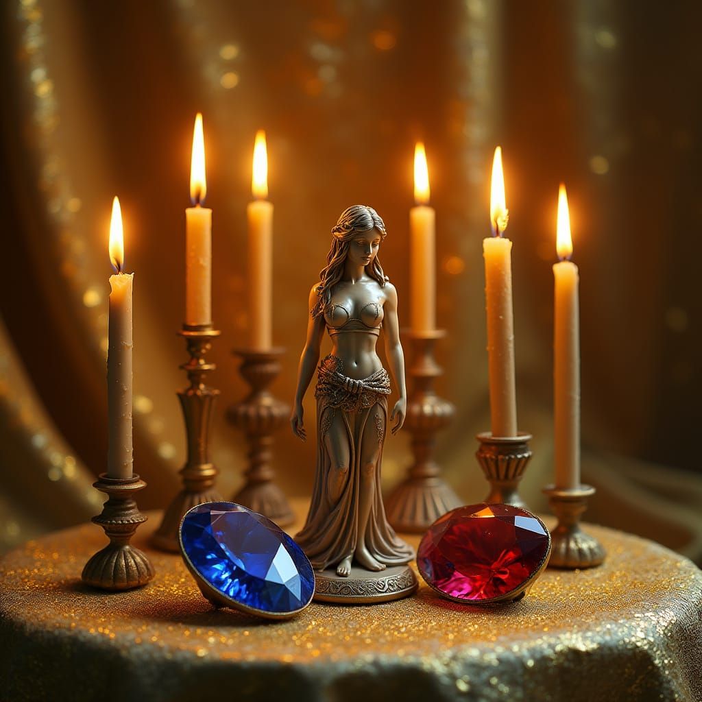 Goddess Nemesis Altar in Luxurious Art Nouveau Style