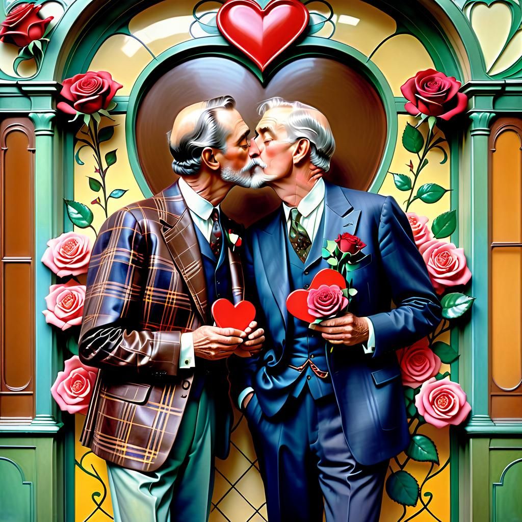 Mature male couple in love