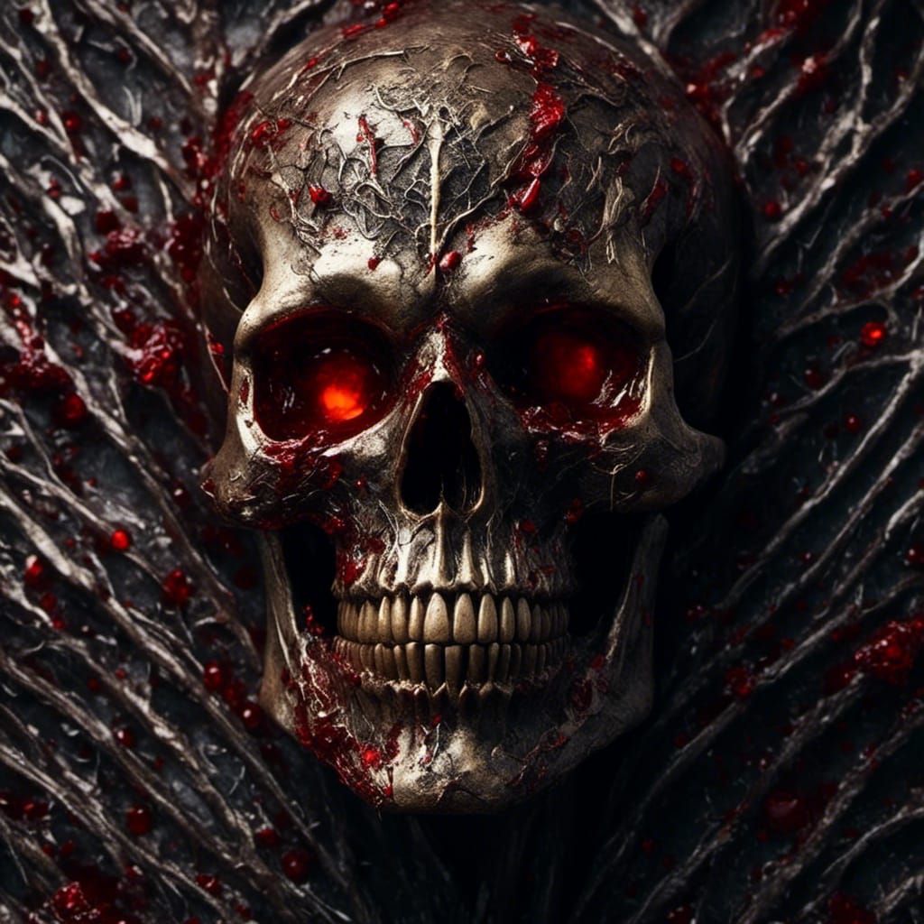 Detailed Skull with Glowing Eyes in Dramatic Lighting