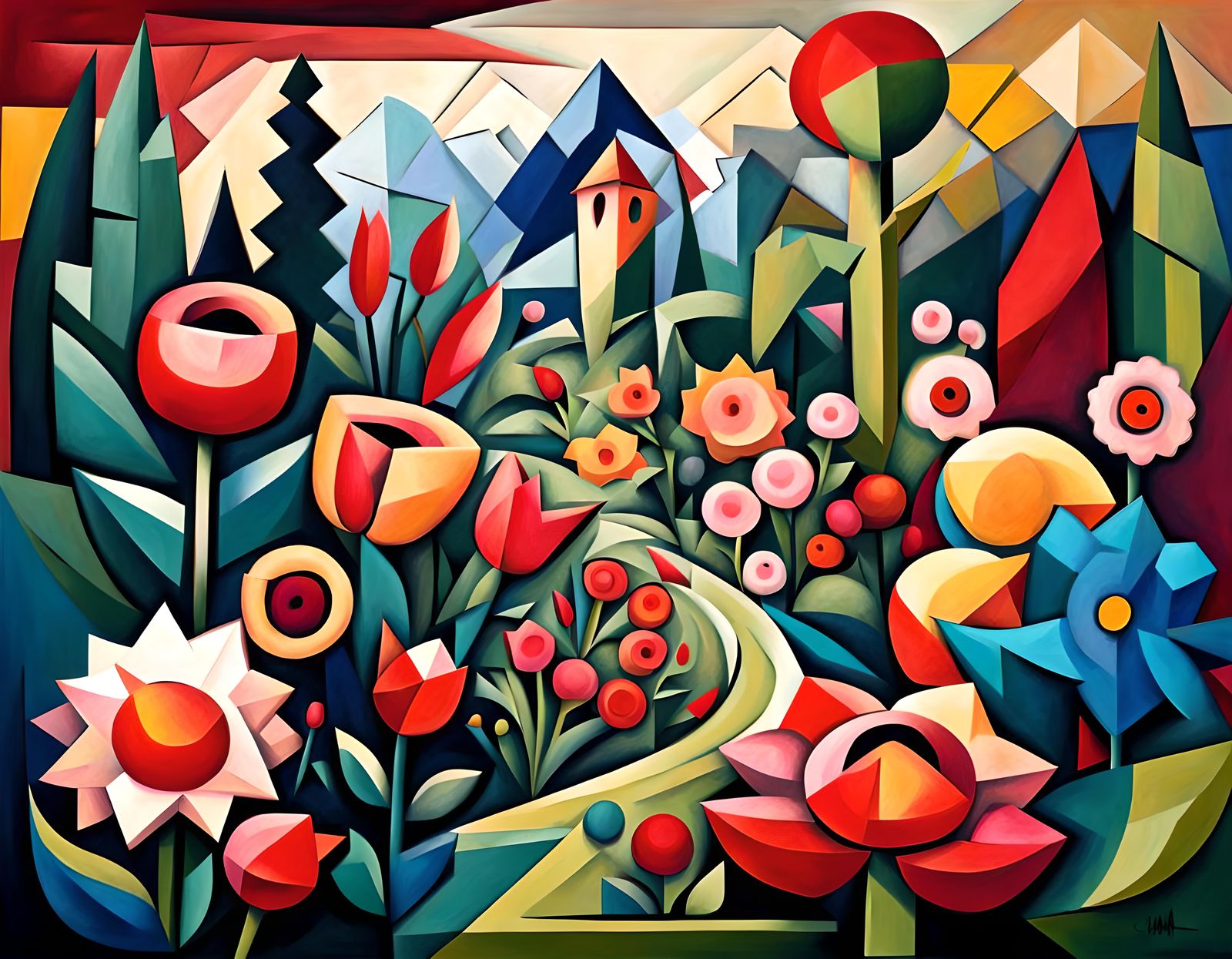 Cubist flower garden