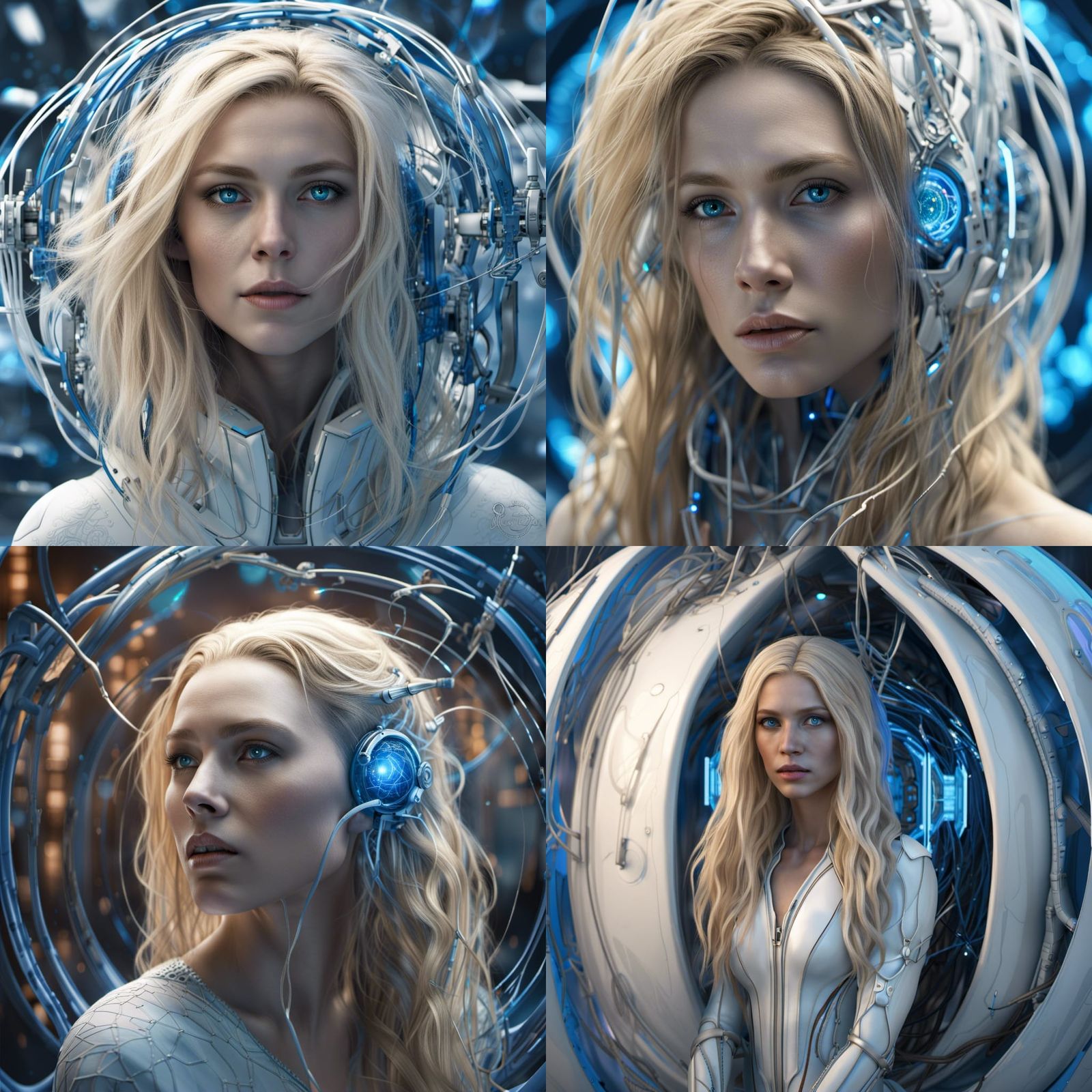 Woman-Human Hybrid in Space Pod: 3D Render