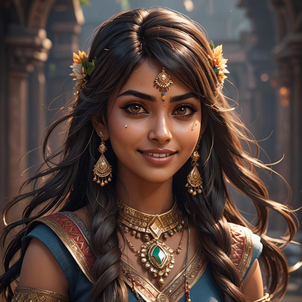 Indian Girl with Diamond Nosepin in 3D Render