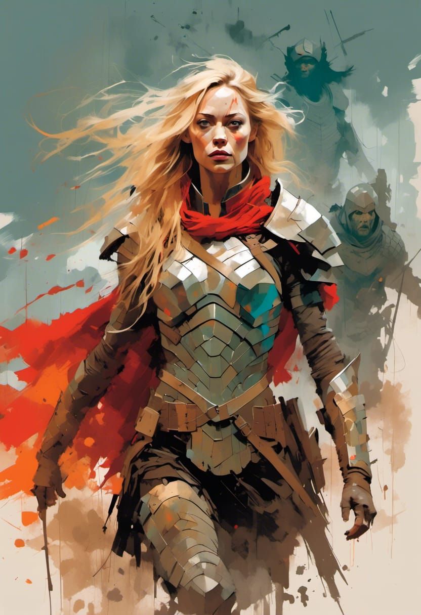 Norse Goddess of War in Action Portrait