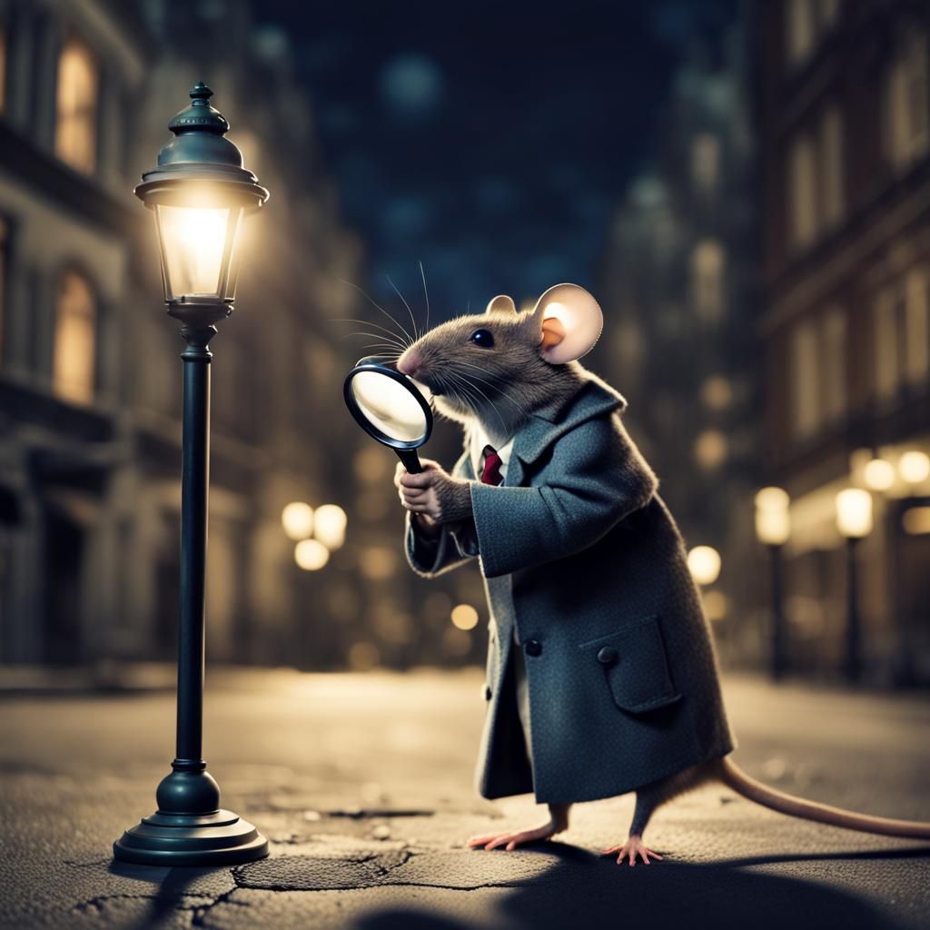 Mouse Detective in City Street Photograph