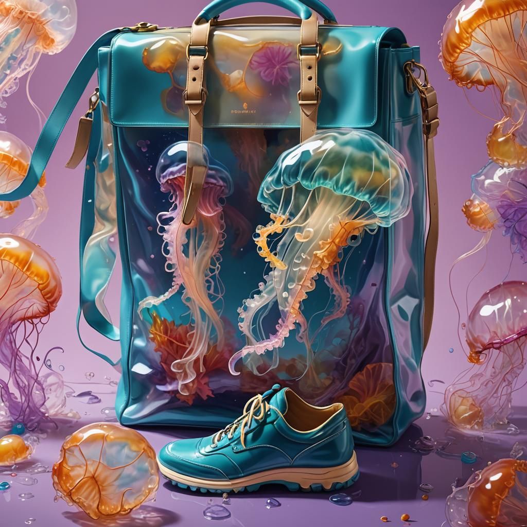 Jellyfish Bag and Shoes: Hyperrealistic Concept Art