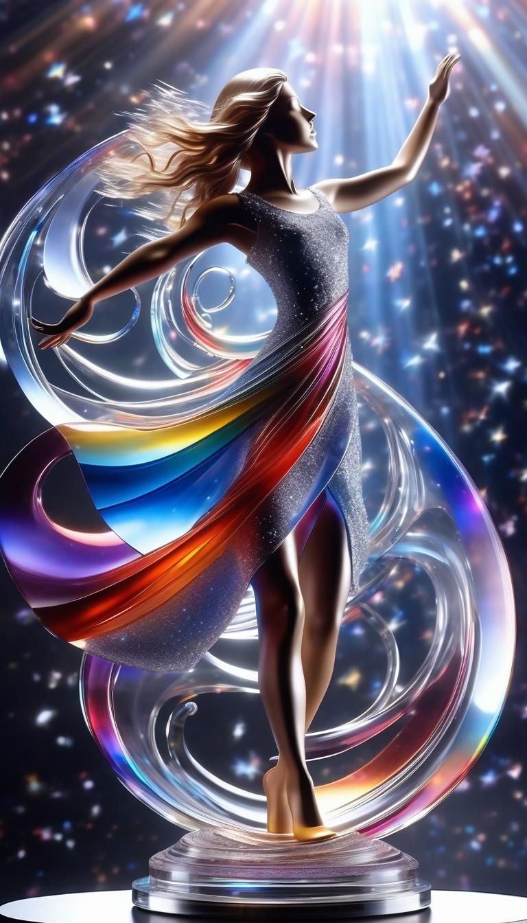 Colorful Glass Sculpture of Dancing Woman