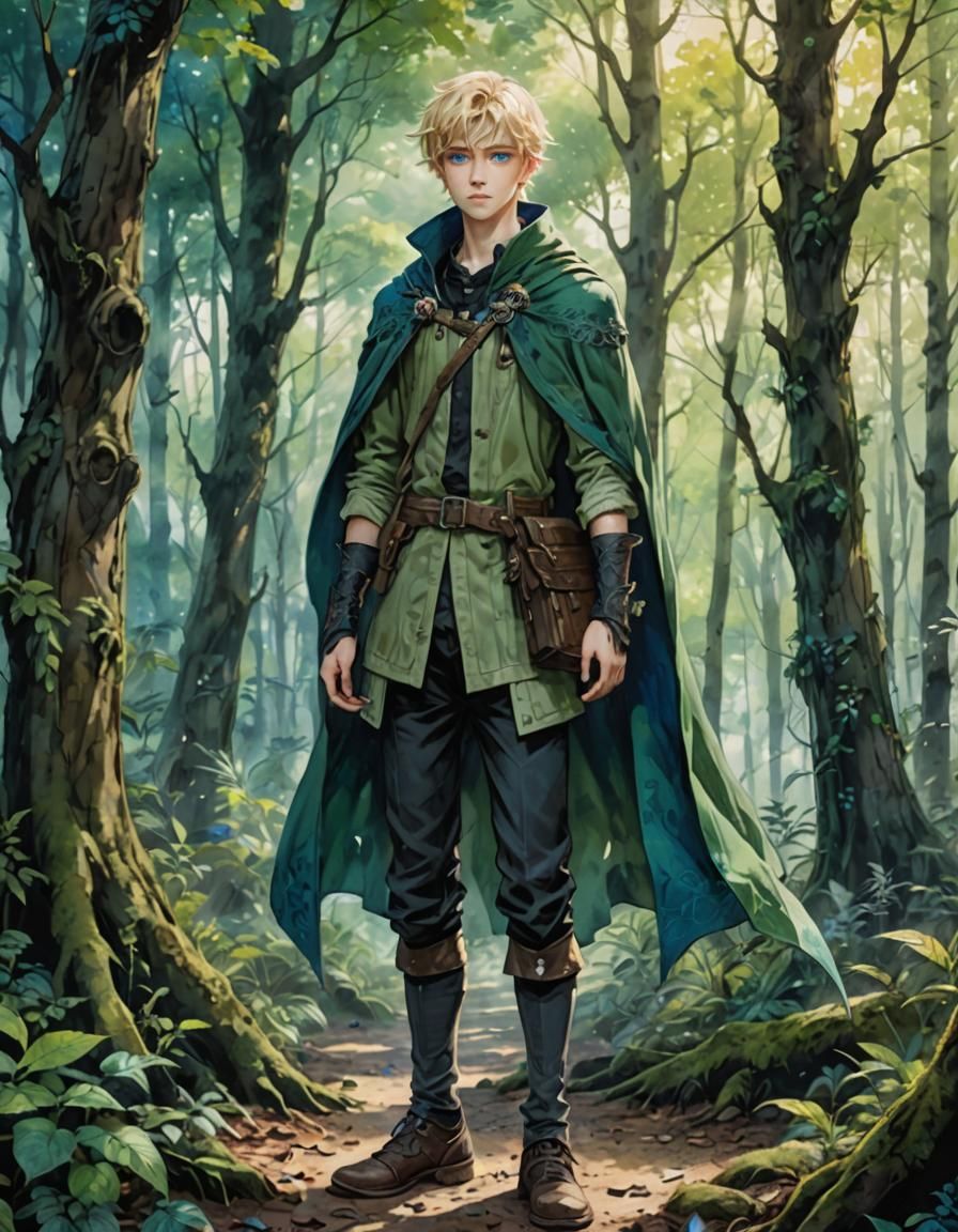 Fantasy Boy Portrait in Watercolor Style