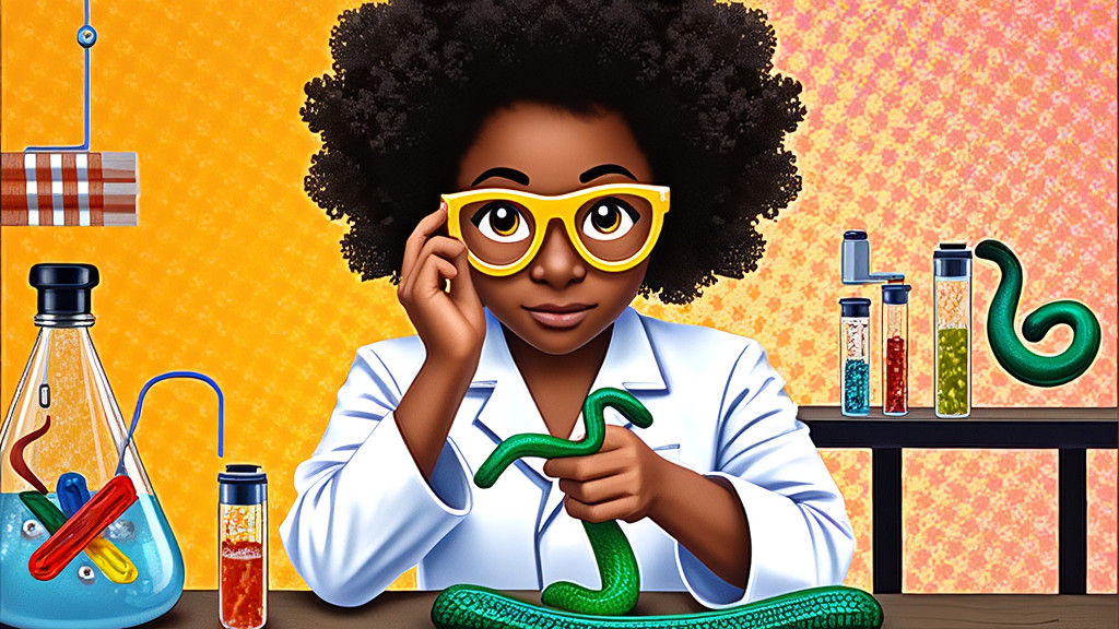 Young Scientist with Snakes in Pop Art Style