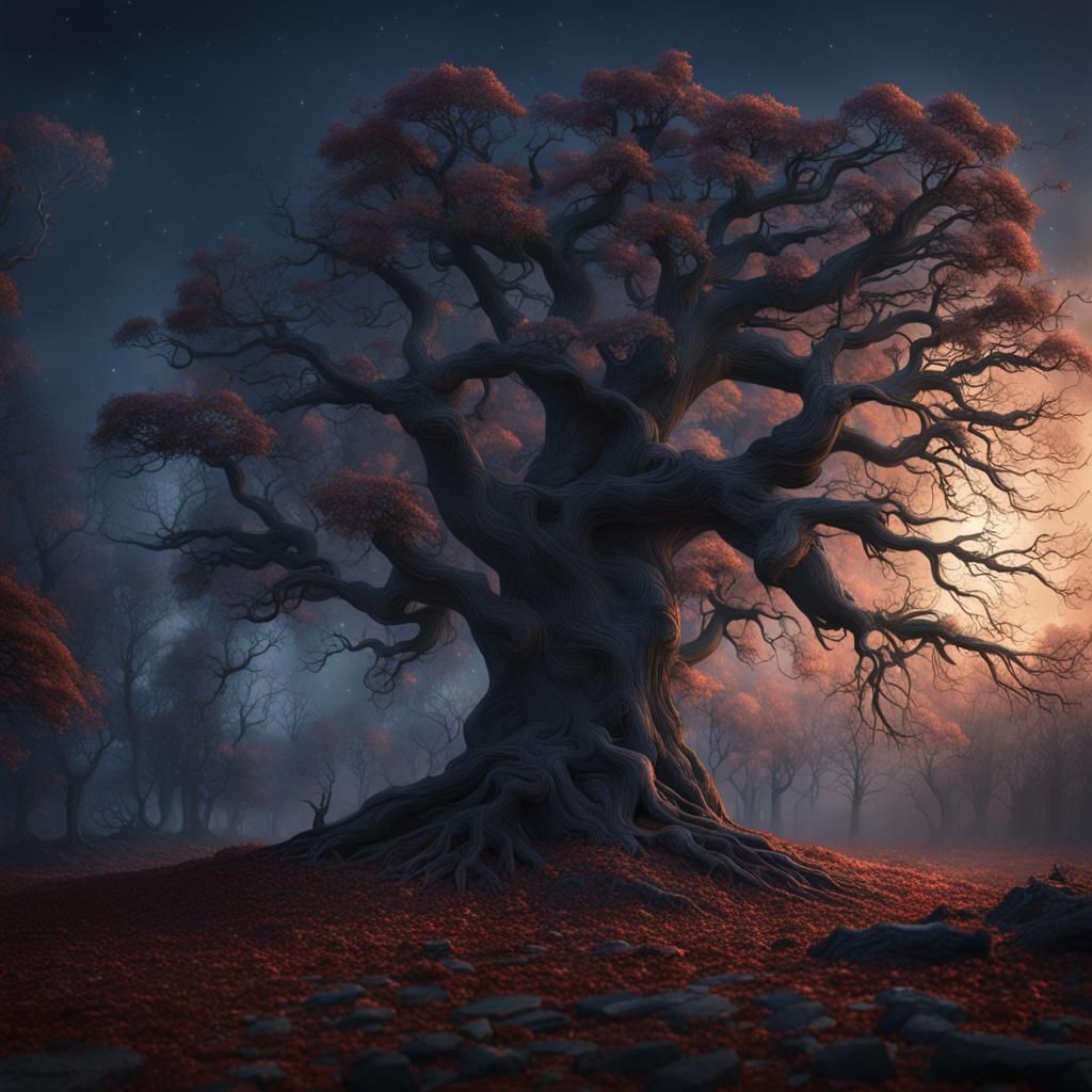 Night Tree: Detailed Matte Painting
