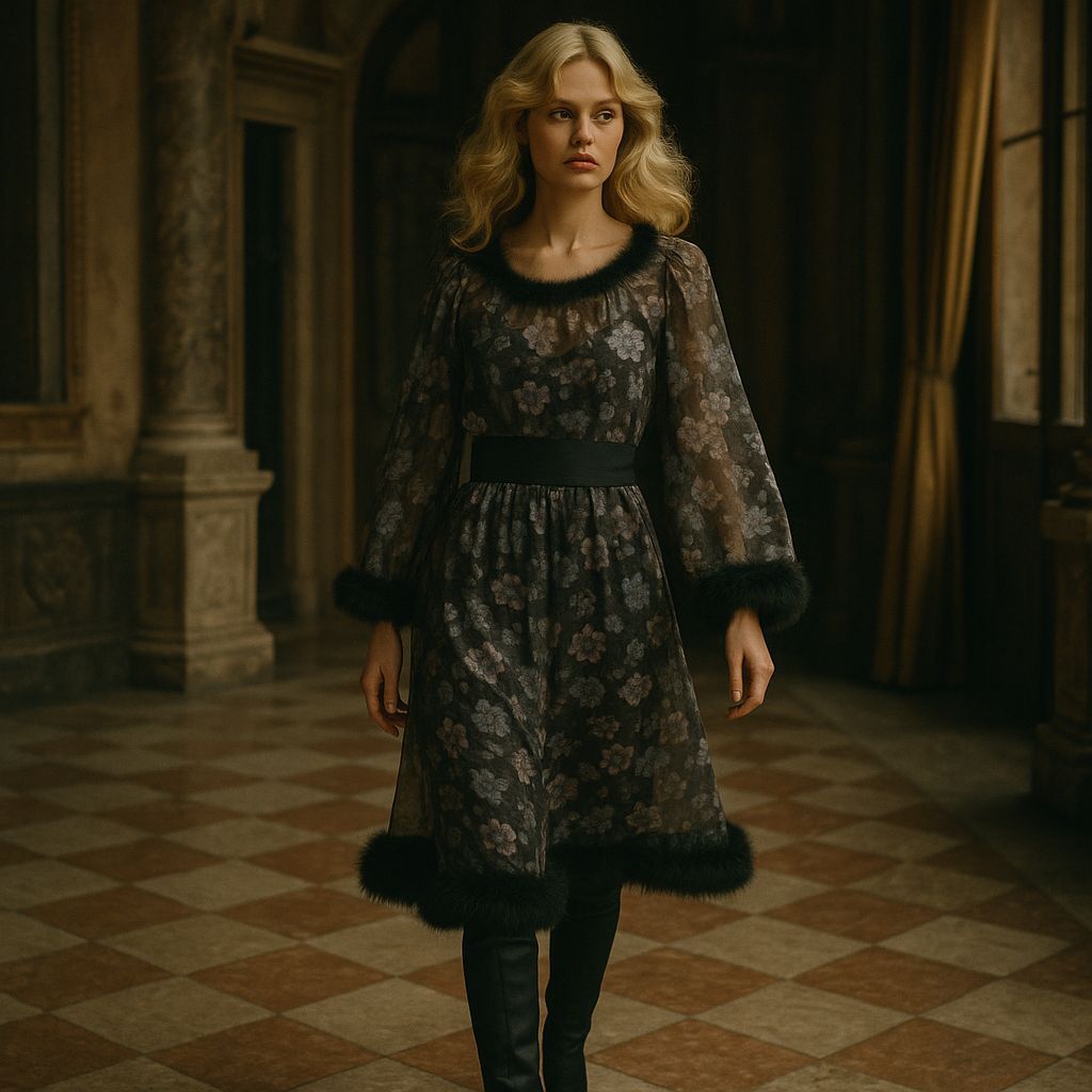 1977 Chloé Velvet Dress in Cinematic Style