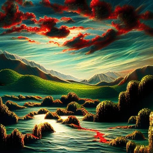 Fantasy Landscape Art with Dark Shadows