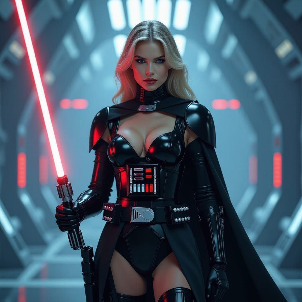 Blonde Female Darth Vader in Dark Fantasy Style
