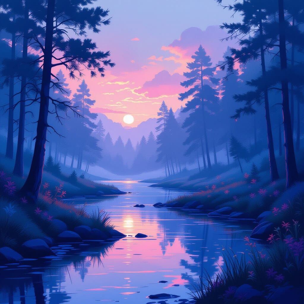 Dreamlike Scene in Surreal Colors