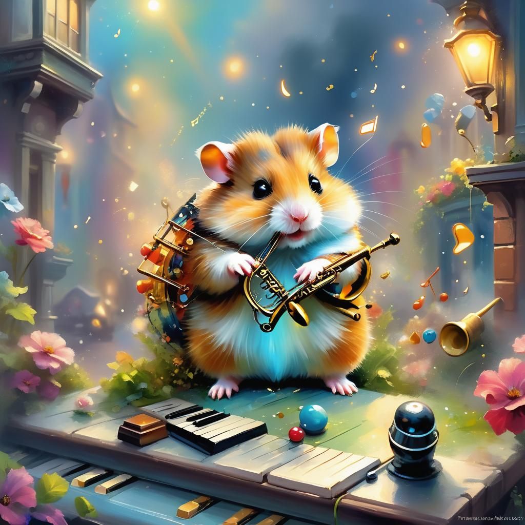 Hamster Jazz Musician in Abstract Fantasy Art