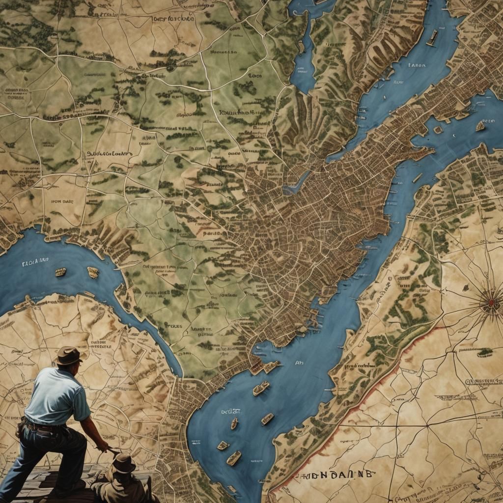 Detailed Photorealistic Map Painting