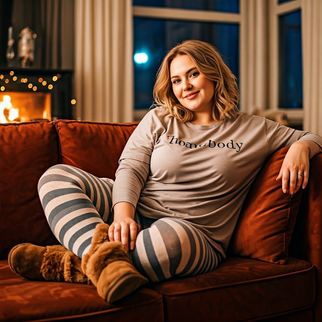 Cozy Homebody: Woman Lounging in Impressionist Style