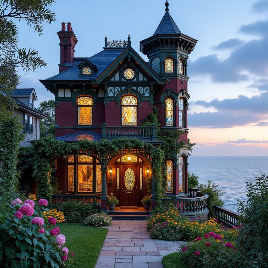 Victorian Italianate House with Lush Garden, Pre-Raphaelite ...