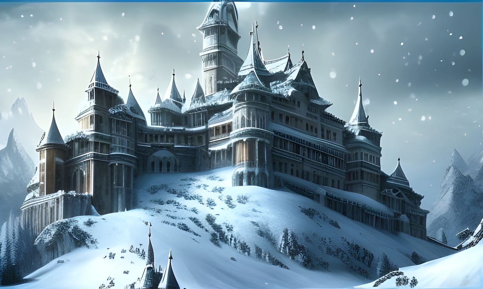 Epic Snowy Fortress in the Mountains