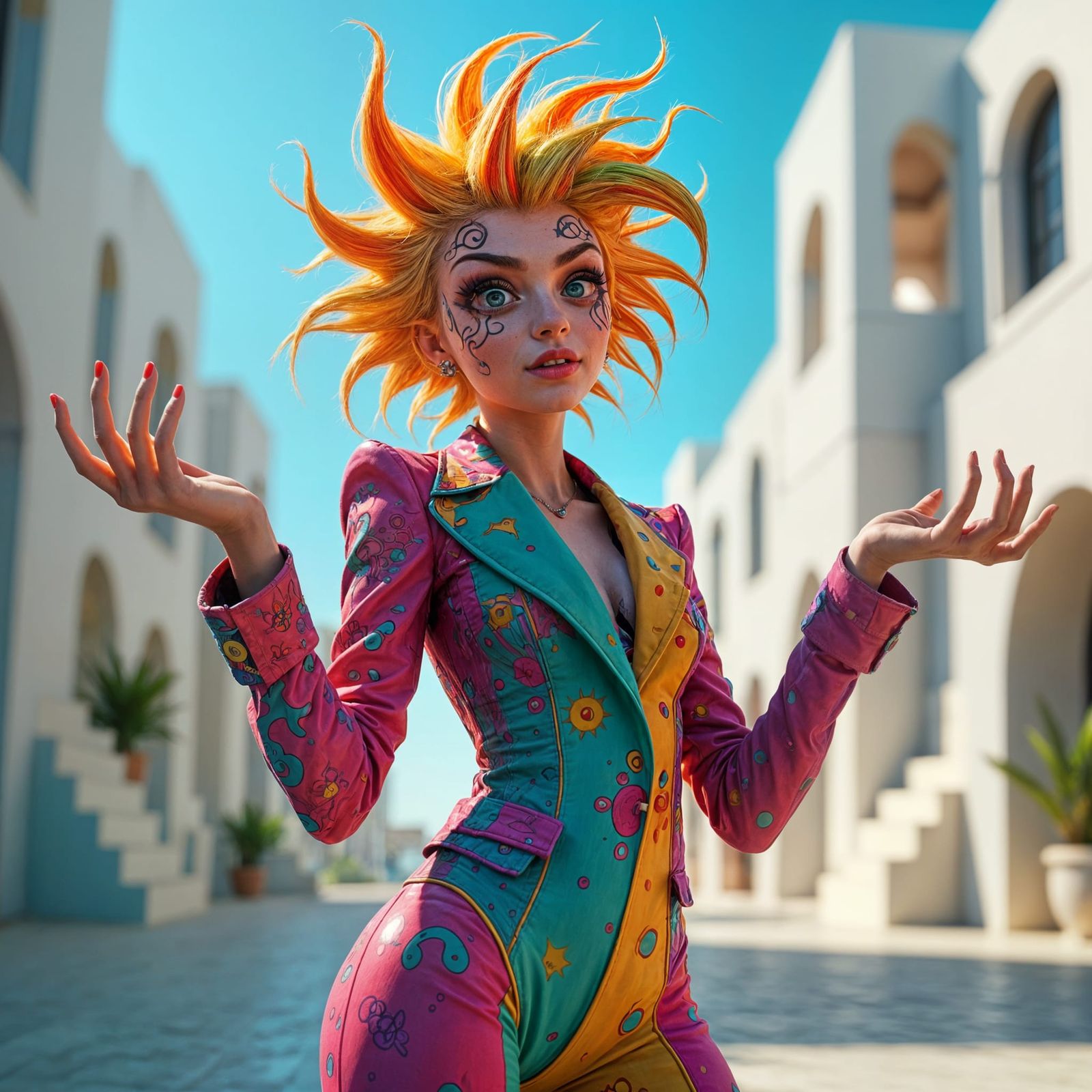 Spark in Punk Suit in Futuristic Greece