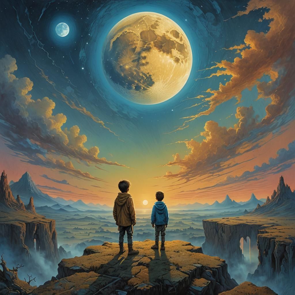 Child in Surreal Fantasy Landscape, Digital Painting