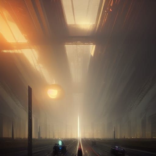 Hyperdetailed Motorways in Dark Fantasy Style