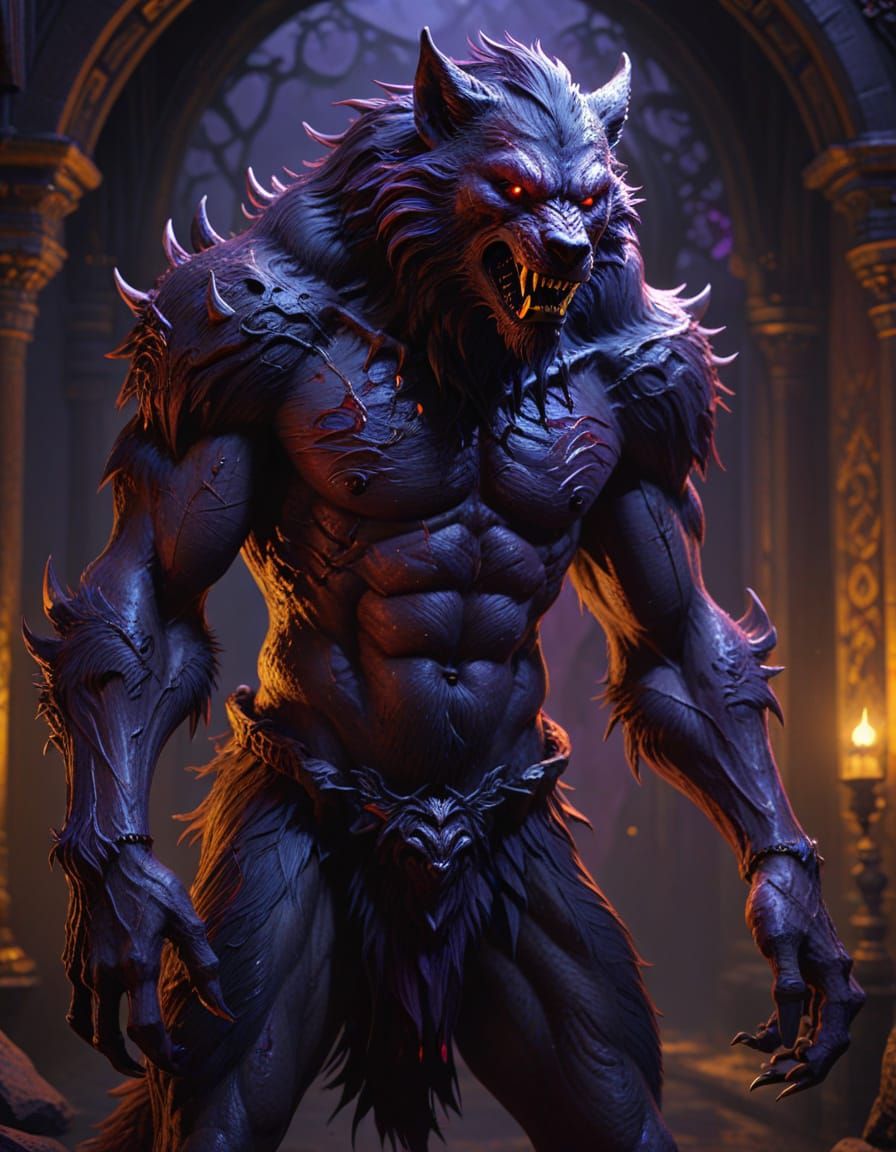 Werewolf Guardian in Dark Fantasy Concept Art