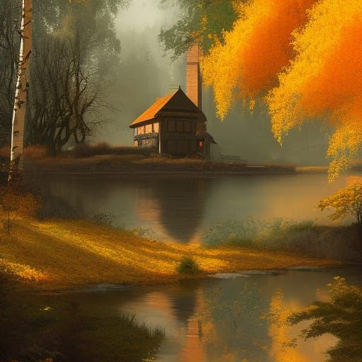 Victorian House in Autumnal Aspen Forest