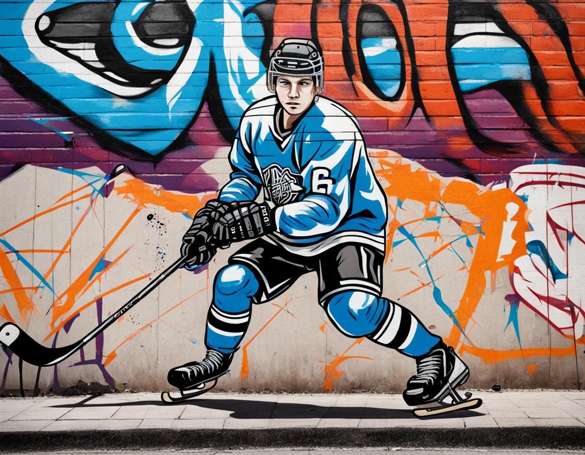 Graffiti Art of an Ice Hockey Player