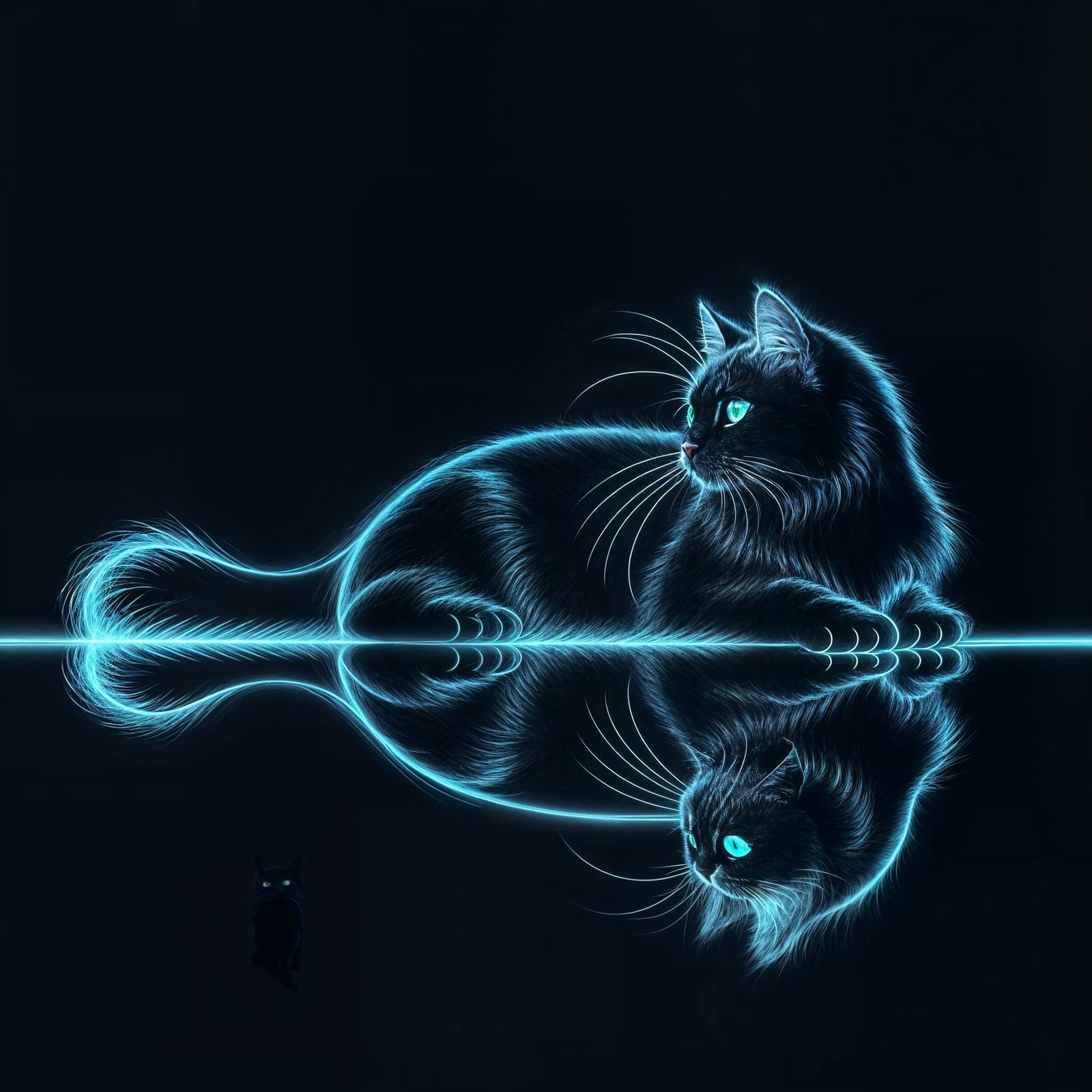 Neon Cat Silhouette in Minimalist Style