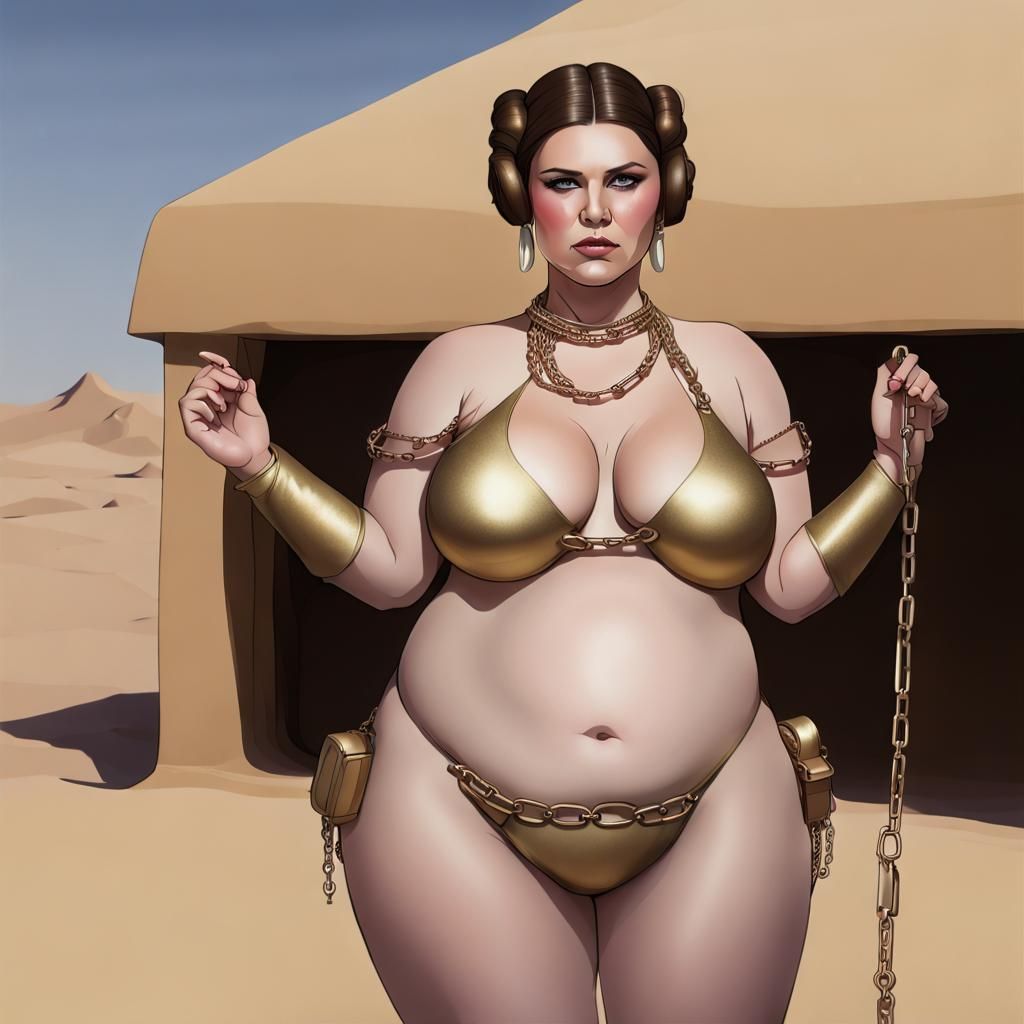 princess leia gold chain bikini thick