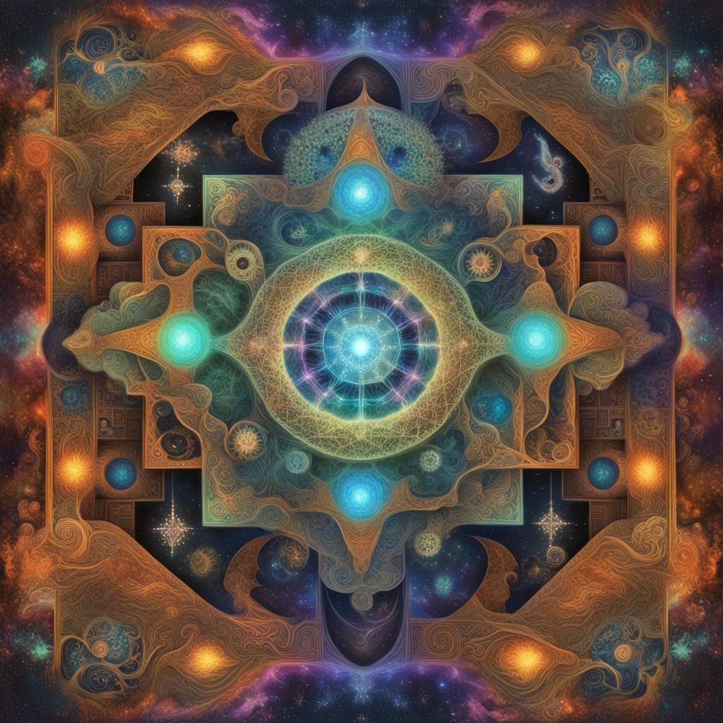 Ethereal Astral Plane with Robotic Celestial Beings