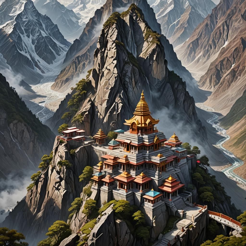 Majestic Hindu Temple Amidst the Himalayan Mountains