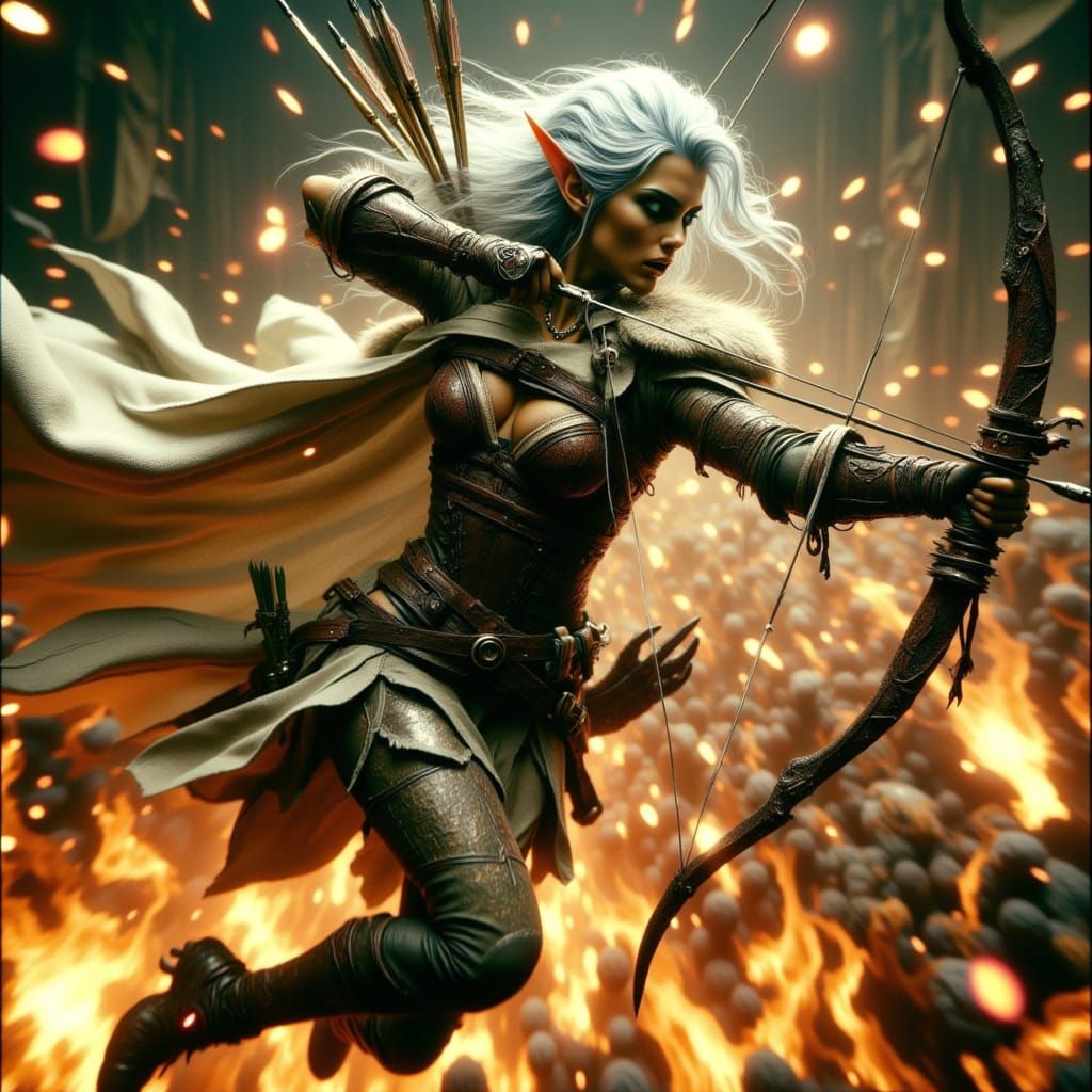 Ethereal Warrior Leaps into Battle in Hyper-Realistic Art