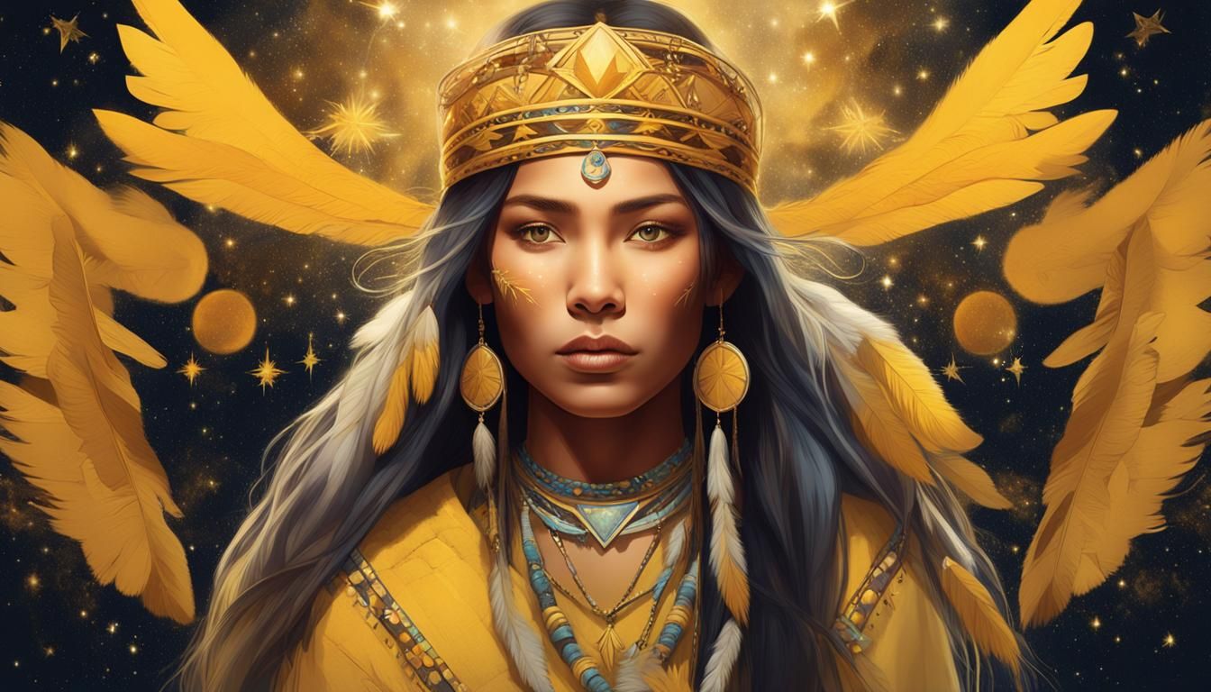 Native American Princess Sorceress with Crown of Sunlight