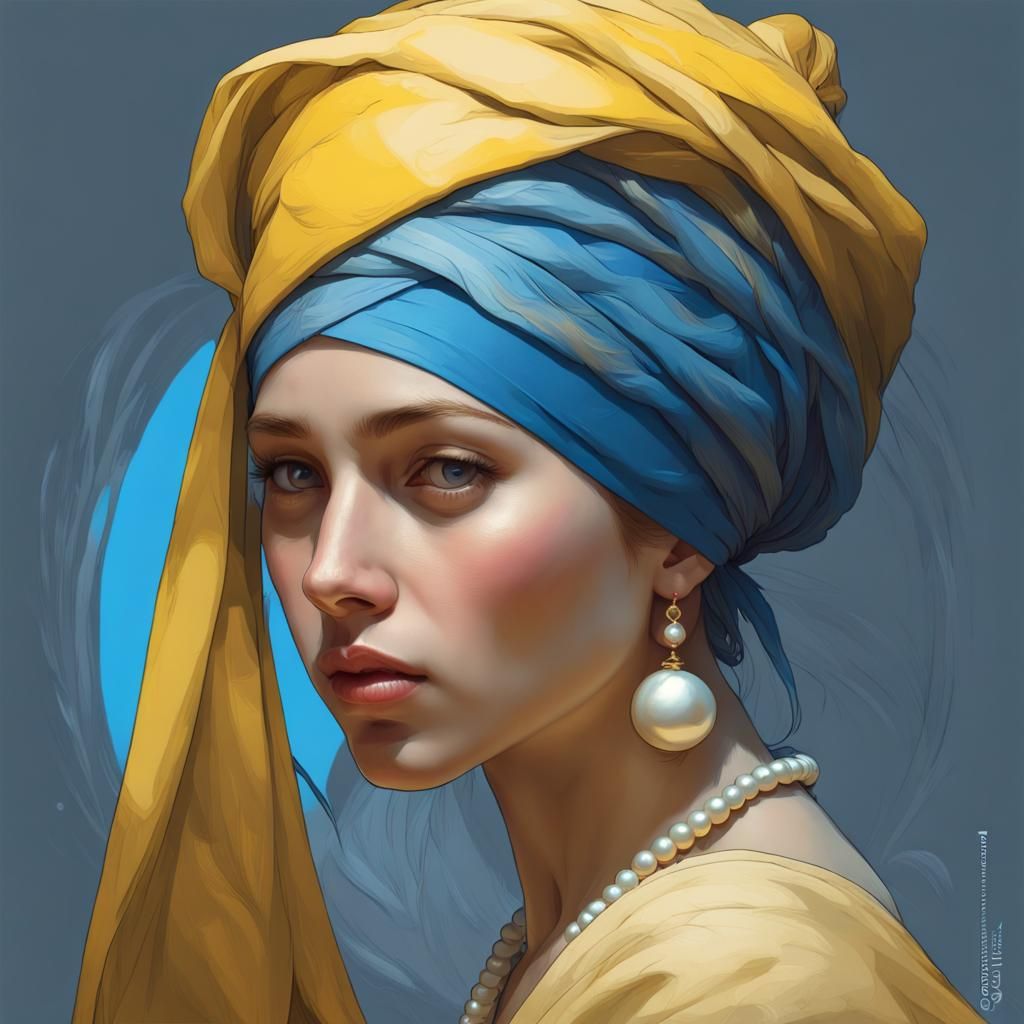 Girl with Pearl Earring in Art Nouveau Style