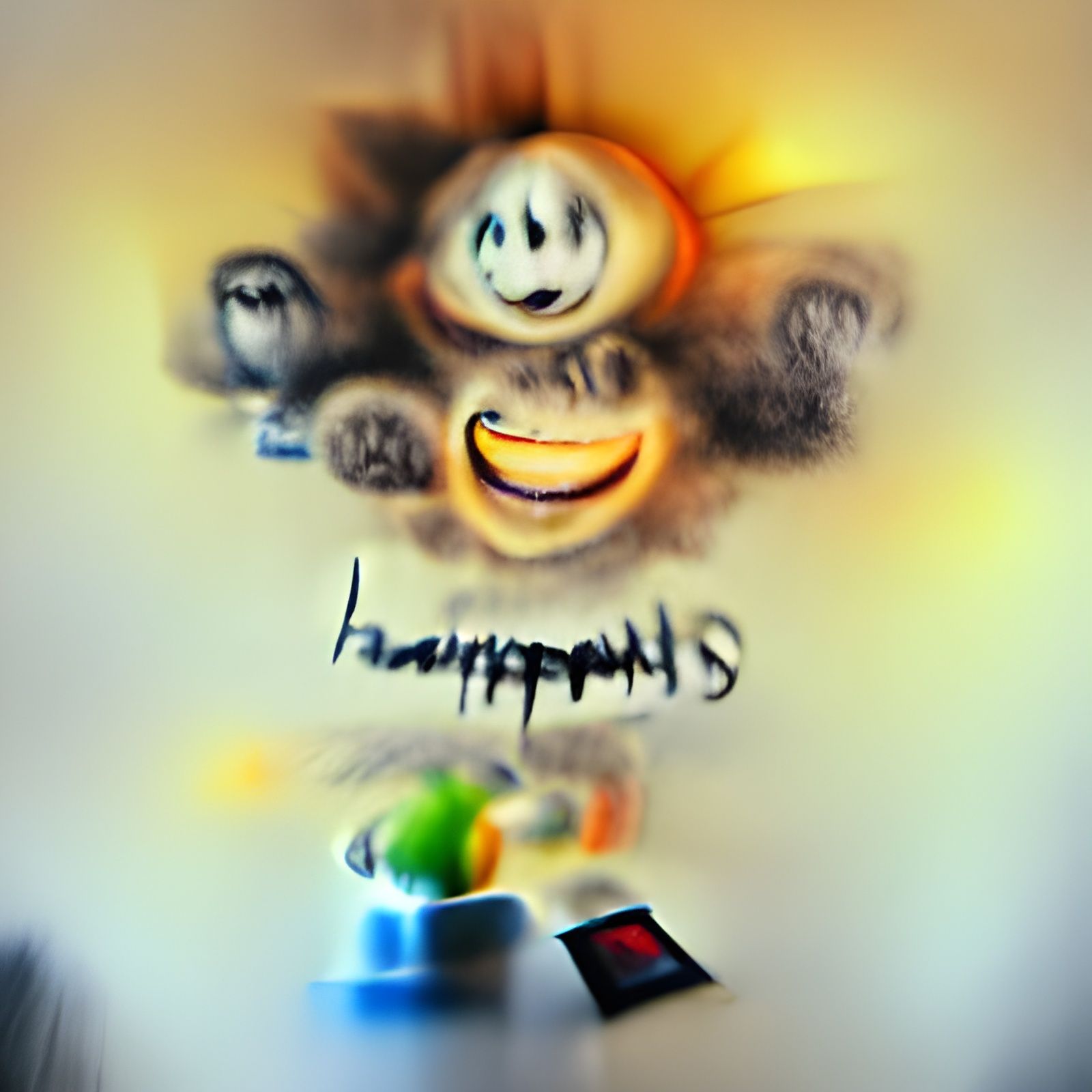 Chaotic Charcoal Drawing of Happiness and Excitement