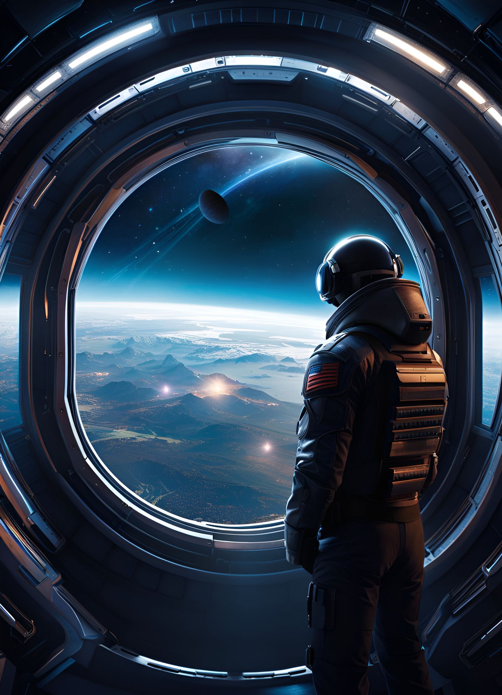 Man Gazing into Space: Sci-Fi Cover Art