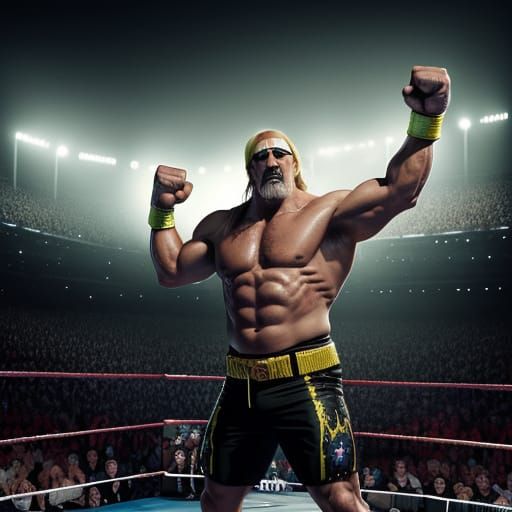 Hulk Hogan Celebrates Victory in Digital Matte Painting