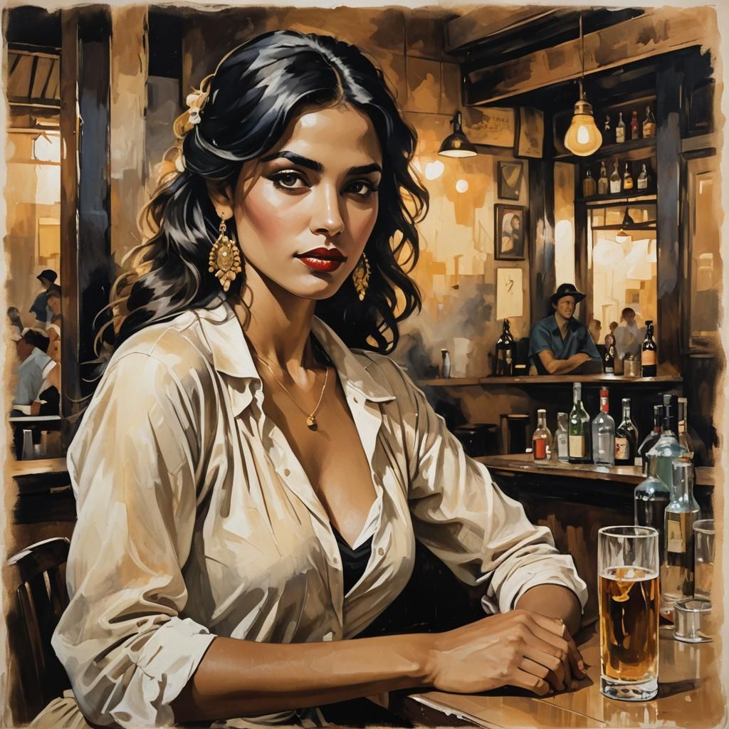 Cuban Woman in Film Noir Style Poster