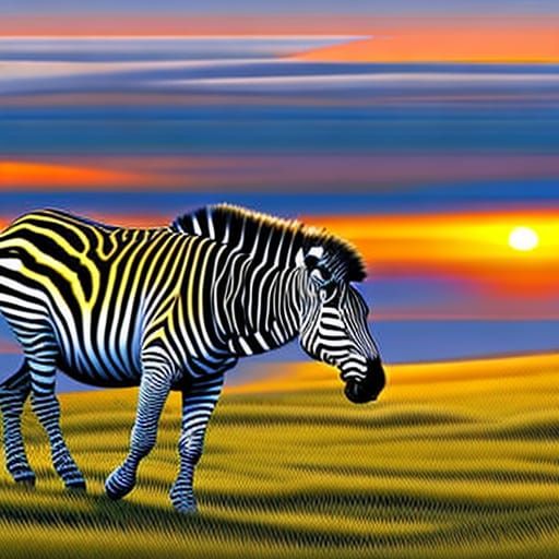 Zebra in Sunrise: Realistic Colorful Art